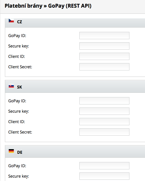 GoPay language versions