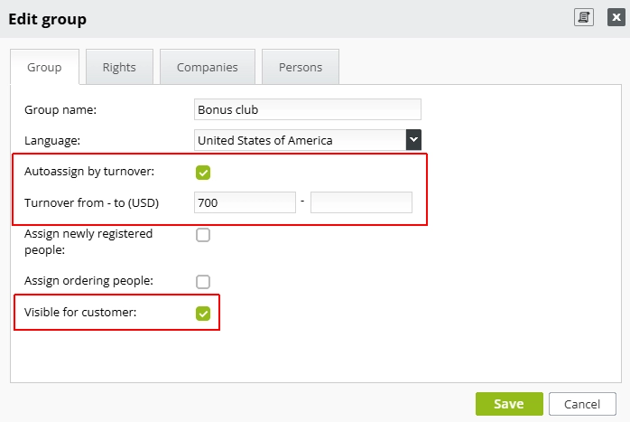 group settings for automatic customer assignment | BizWebs.com